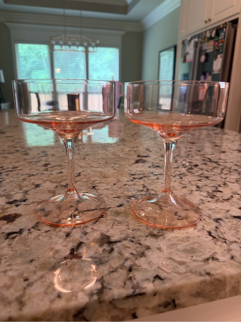 Pink Glass Coupe Champagne Glasses - Set of 2